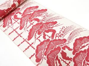 アンティーク　笠松に荒波模様織り出し　八寸帯地反物